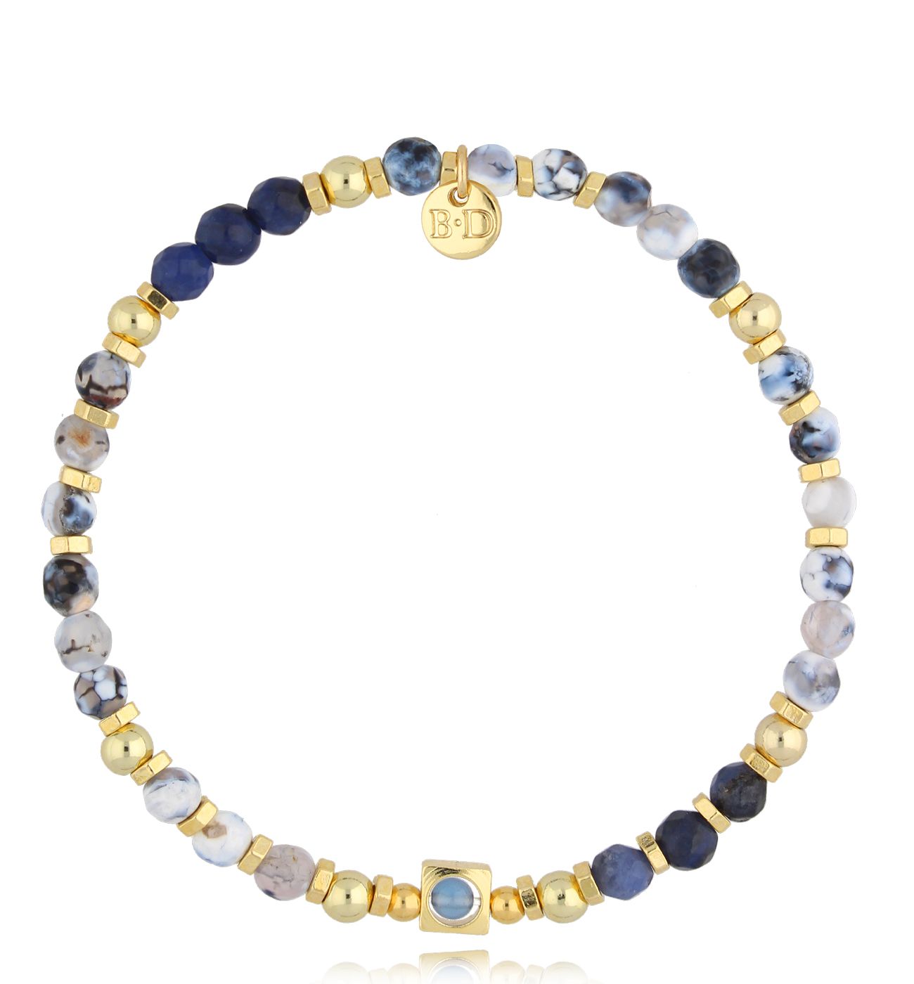 Bransoletka z kamieniami granatowo szara Vein III - By Dziubeka