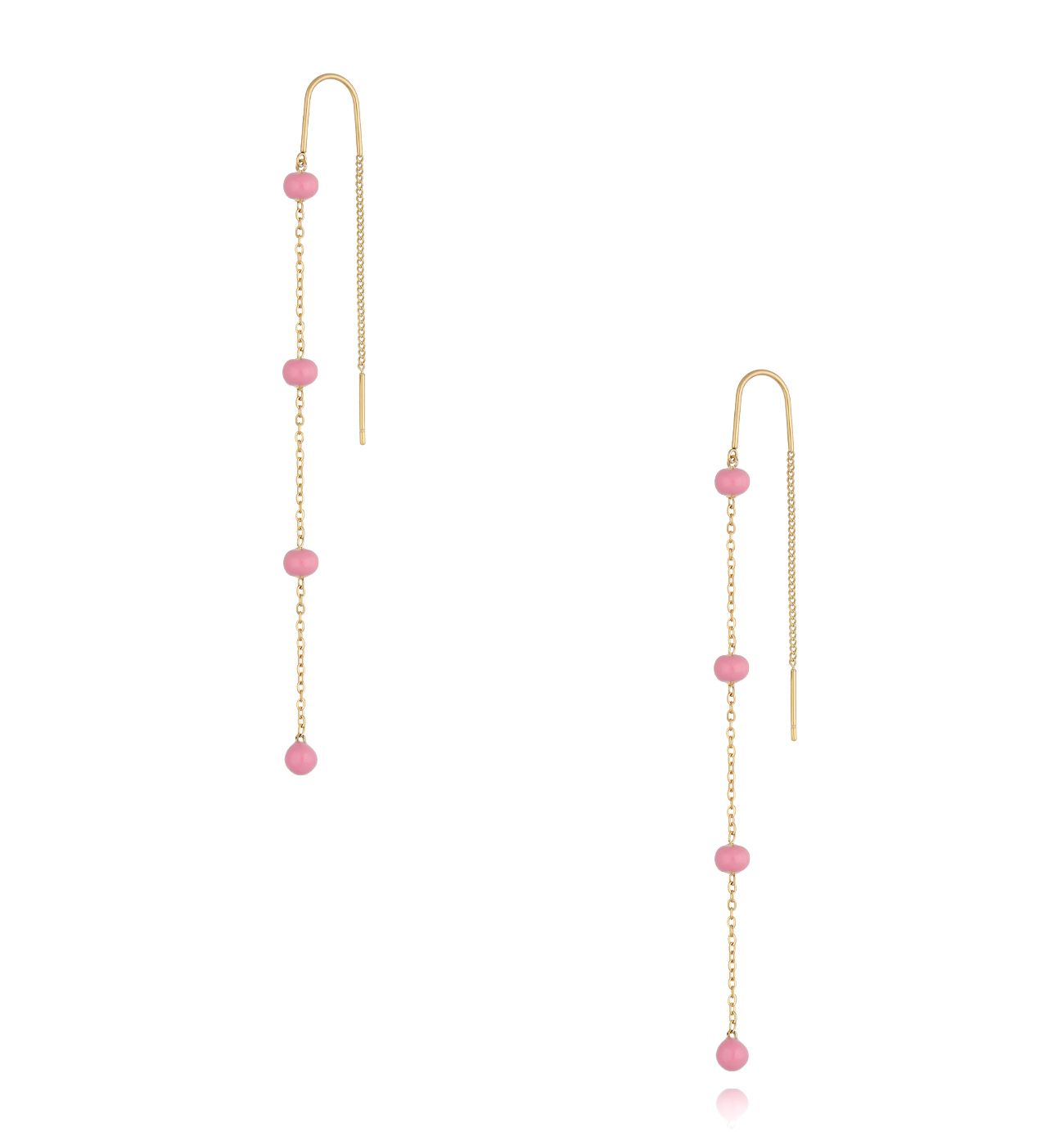 Kolczyki z kuleczkami z różową emalią Chillin - By Dziubeka