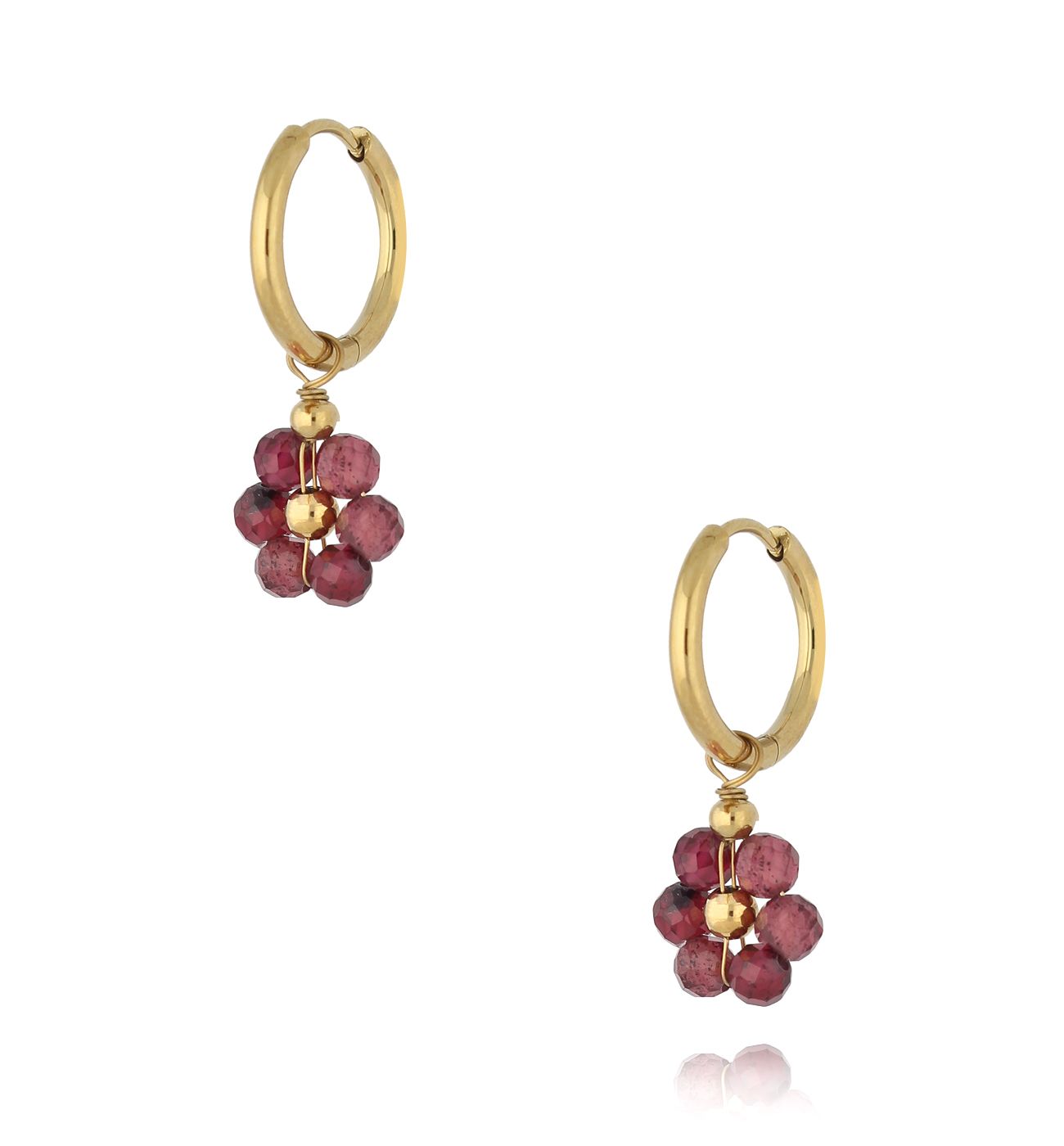 Kolczyki kwiatuszki z granatami - By Dziubeka