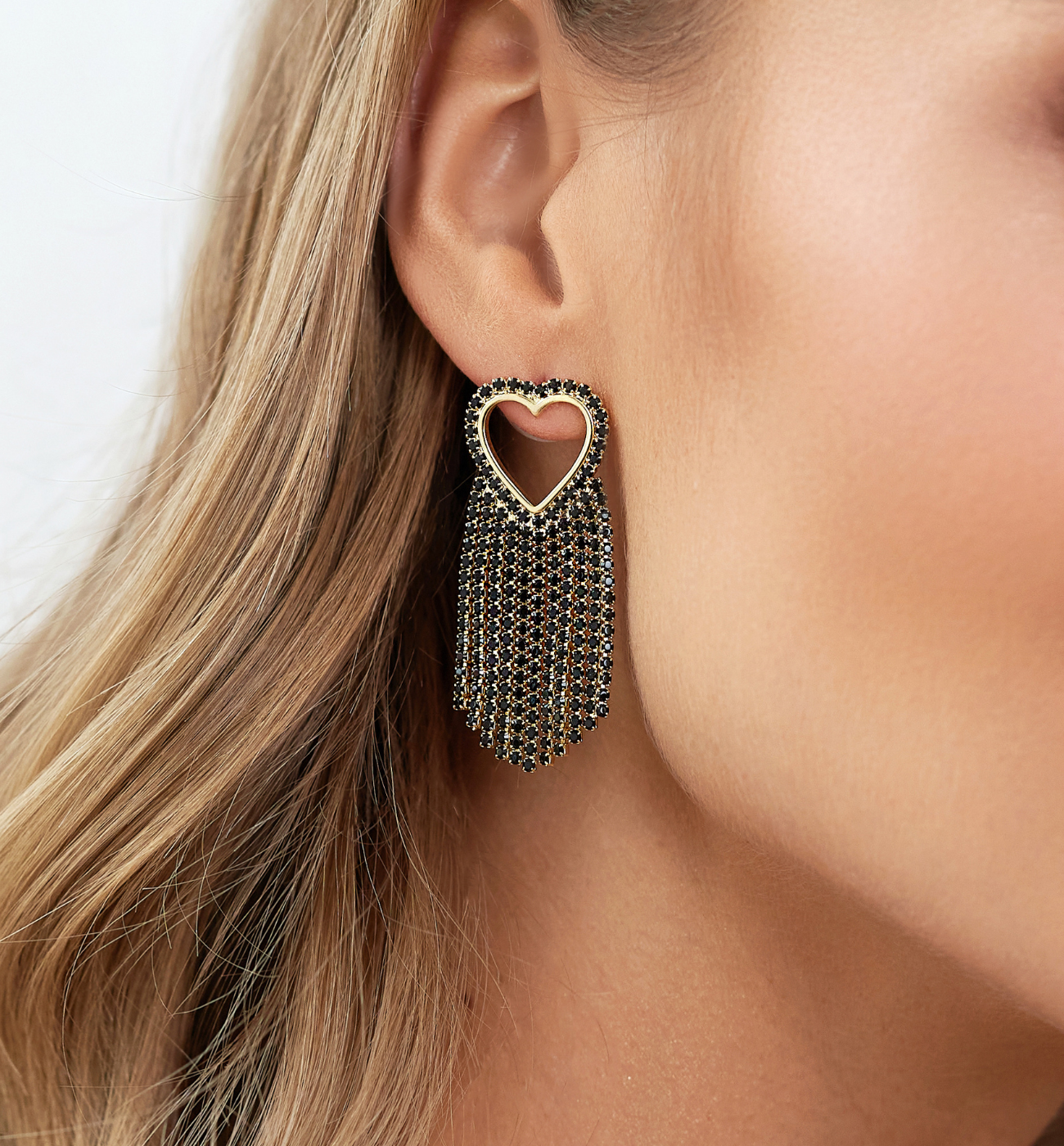 Kolczyki czarne z sercami Open Hearts - By Dziubeka