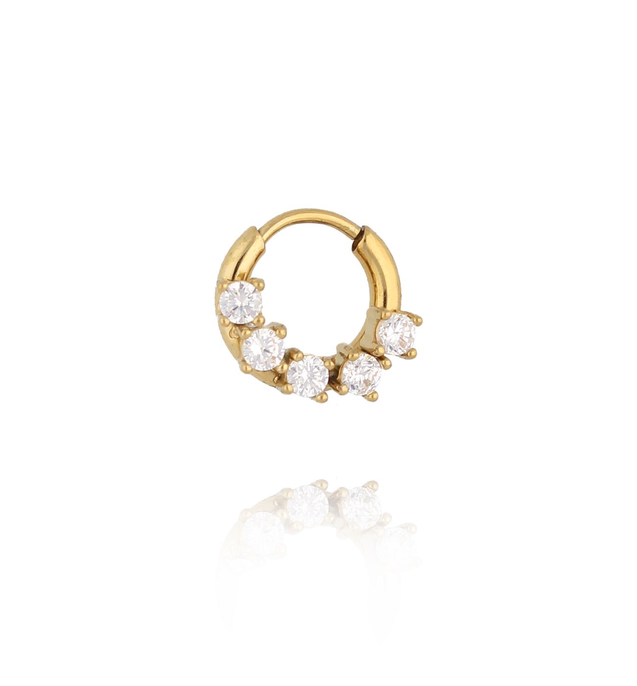 Kolczyk pojedynczy złocony z białymi cyrkoniami - By Dziubeka