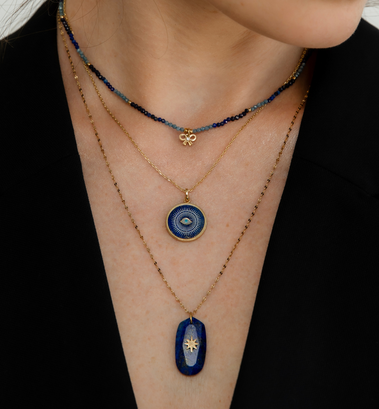 Zestaw granatowych naszyjników Lapis Skies Z0250 - By Dziubeka