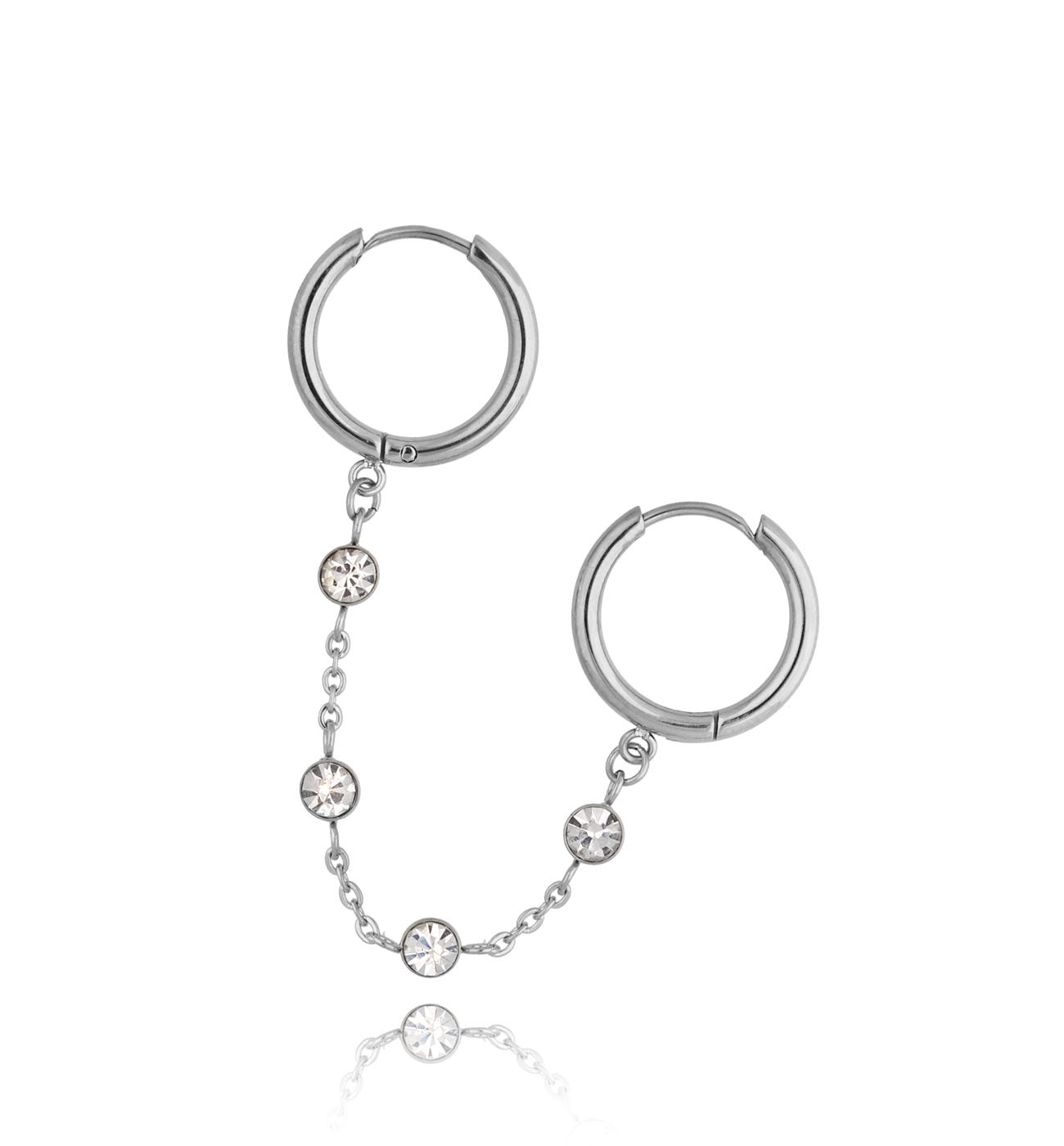 Kolczyk podwójny srebrny z kryształkami Illuminating - By Dziubeka