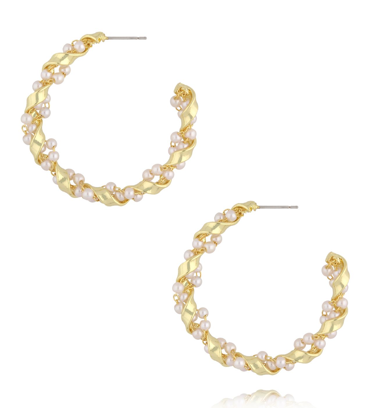 Kolczyki koła złocone z perełkami - By Dziubeka