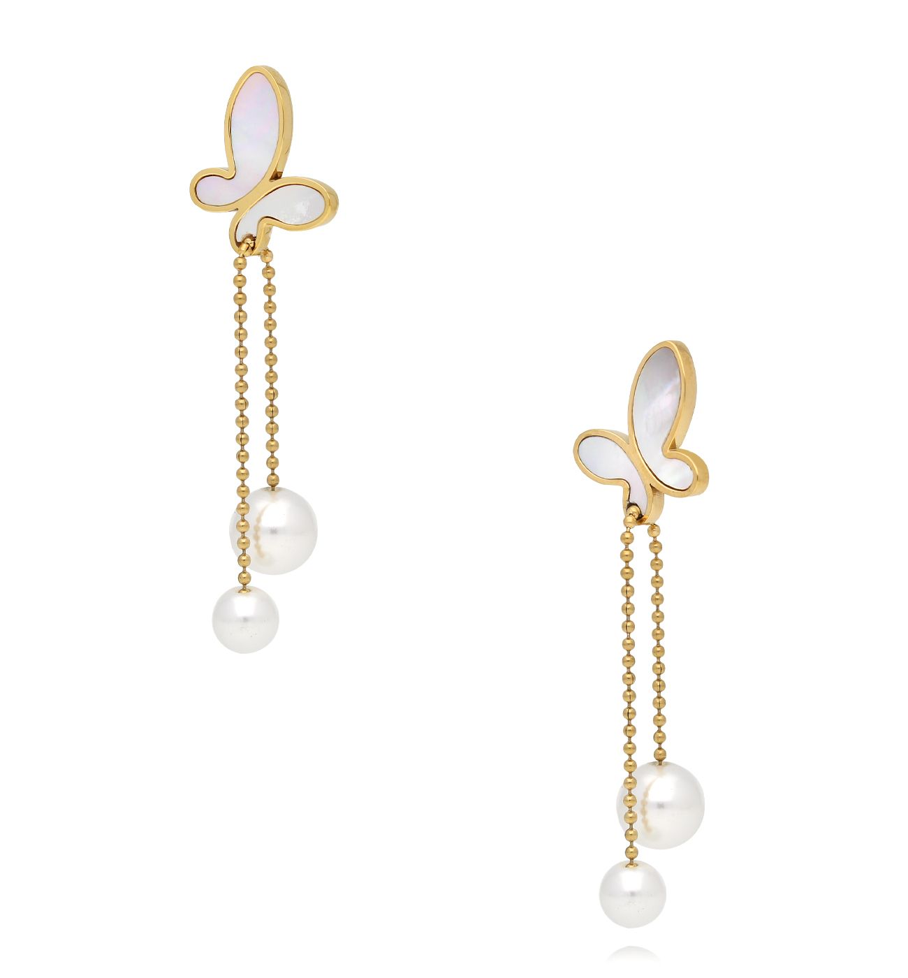Kolczyki z motylkami i perełkami Luce di Napoli - By Dziubeka