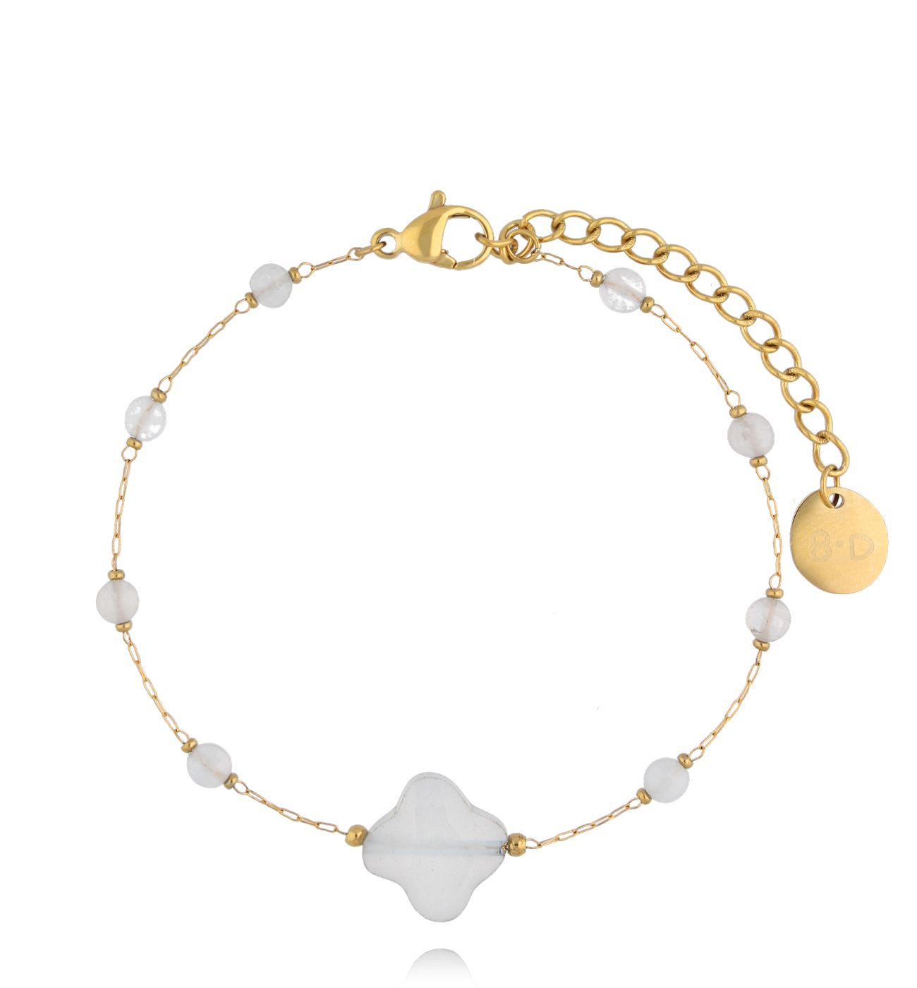 Bransoletka z koniczynką i akwamarynami - By Dziubeka