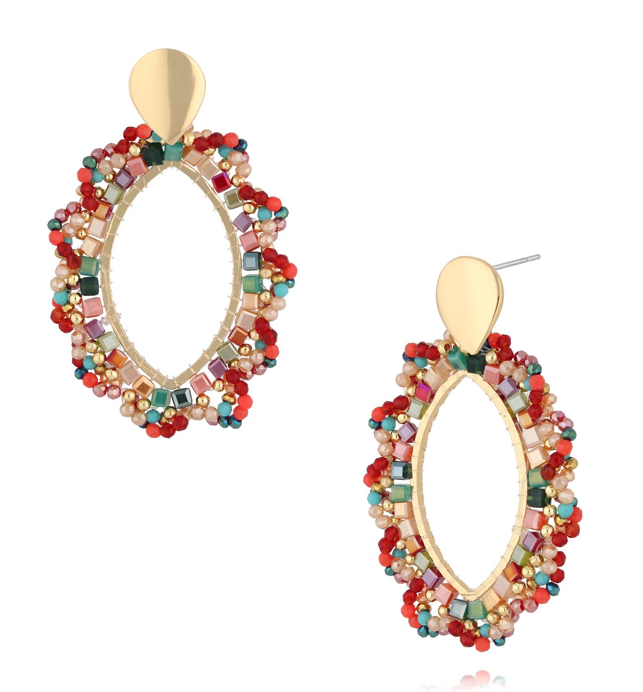 Kolczyki z kolorowymi kryształkami KWE0326 - By Dziubeka