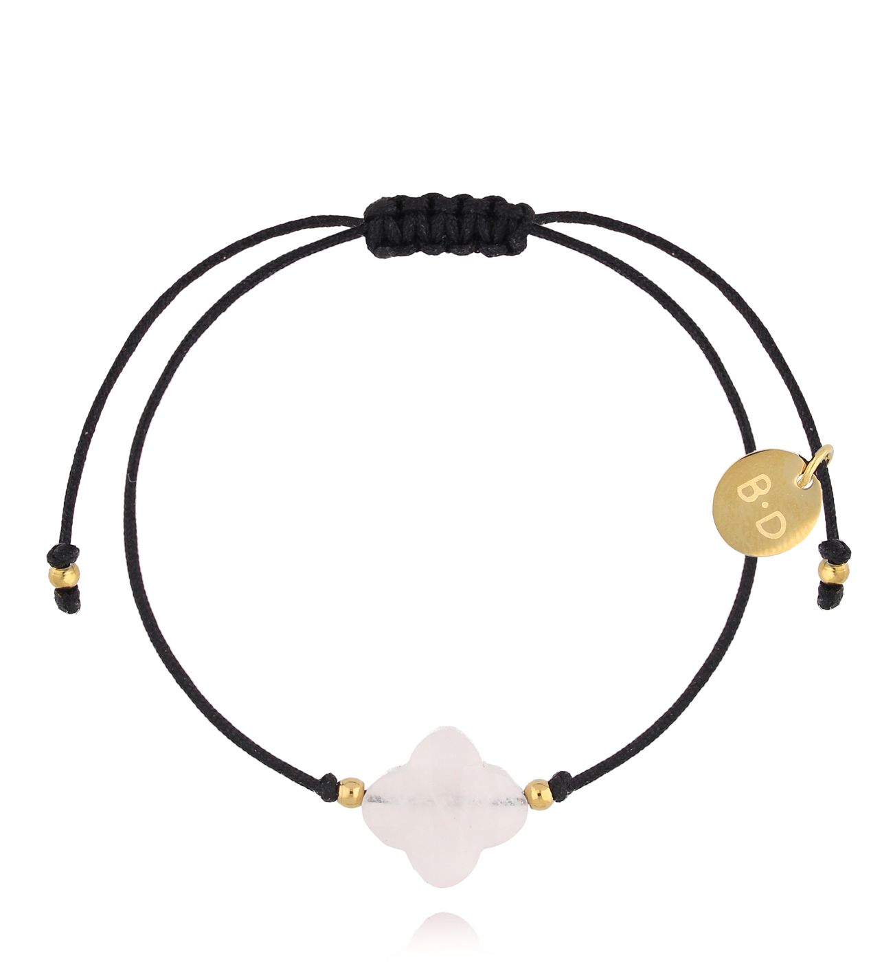 Bransoletka z koniczynką z kwarcu różowego BMT0176 - By Dziubeka