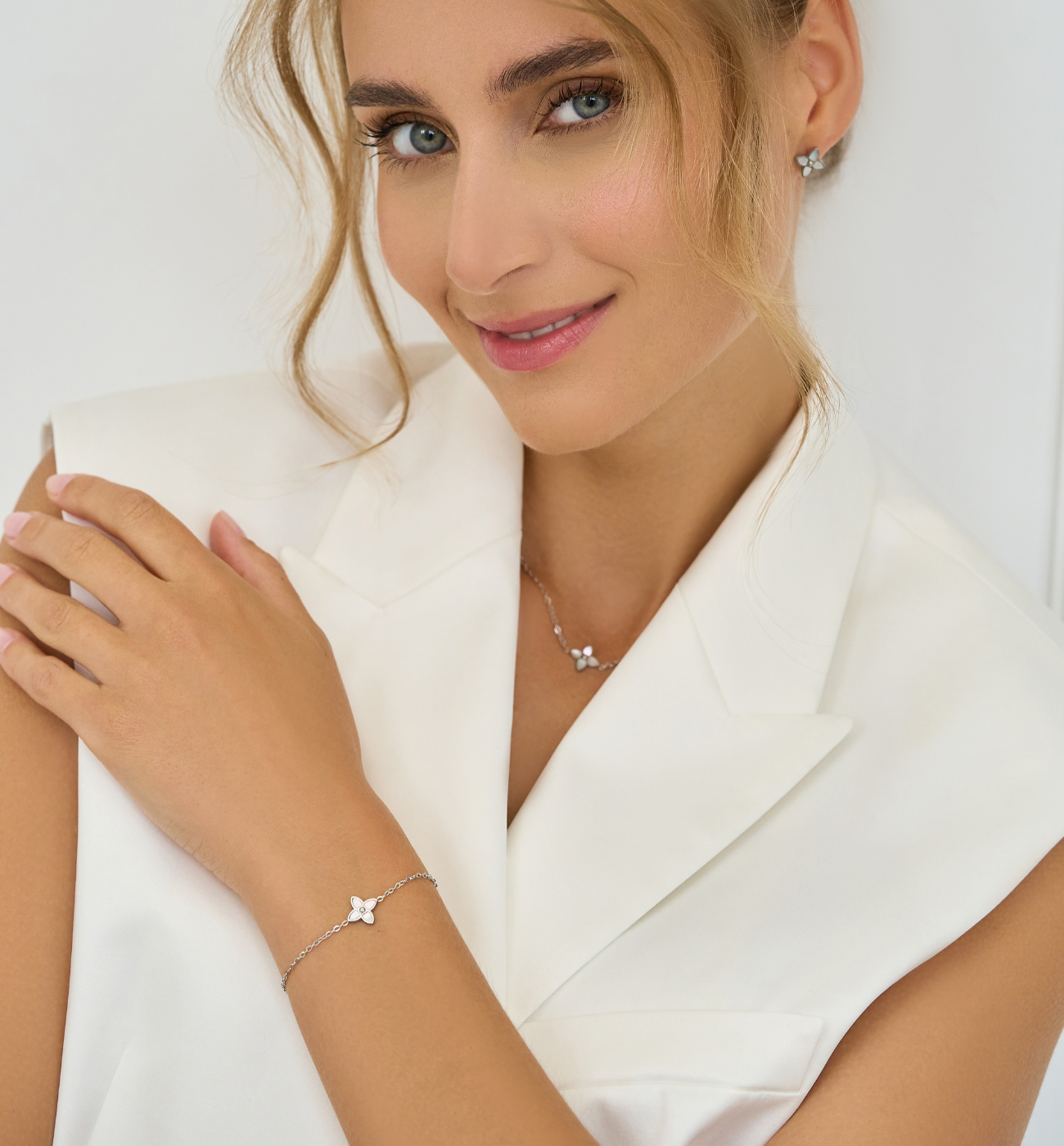 Zestaw biżuterii z koniczynkami srebrny Harmony Z0263 - By Dziubeka