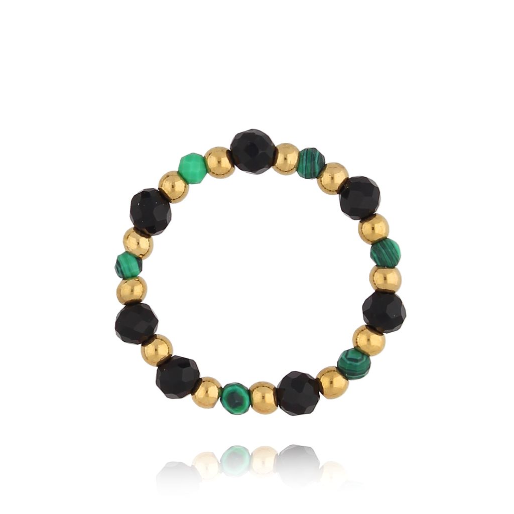 Pierścionek elastyczny z kamieniami naturalnymi Sea Foam PSC0470 - By Dziubeka