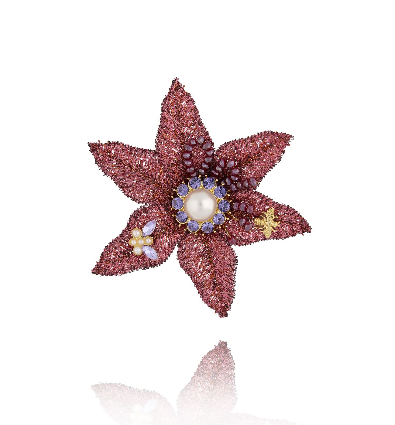 Broszka świąteczna gwiazda betlejemska Poinsettia BRSS0184 - By Dziubeka