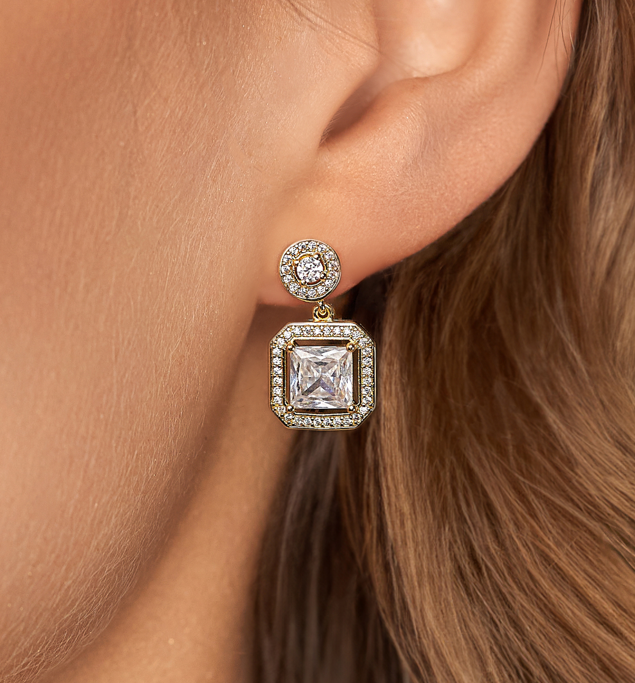 Kolczyki złote z kryształami Stabilitas - By Dziubeka