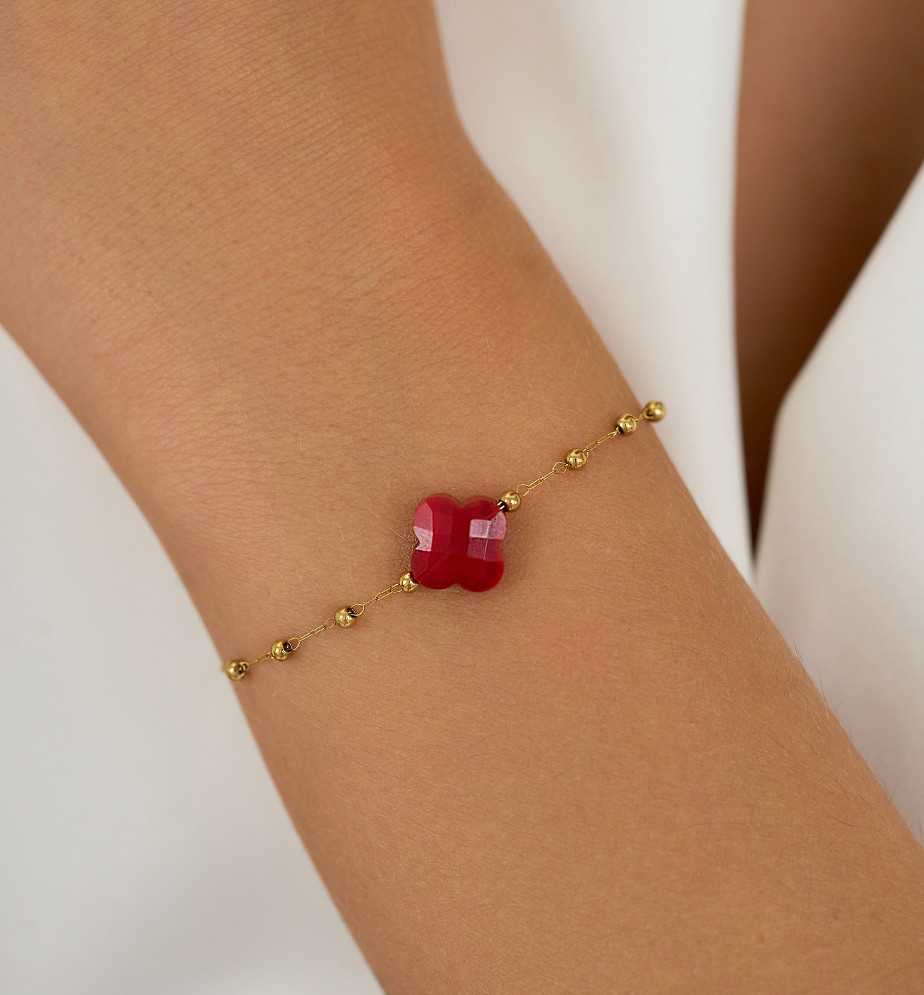 Bransoletka z koniczynką z jadeitu Creation - By Dziubeka