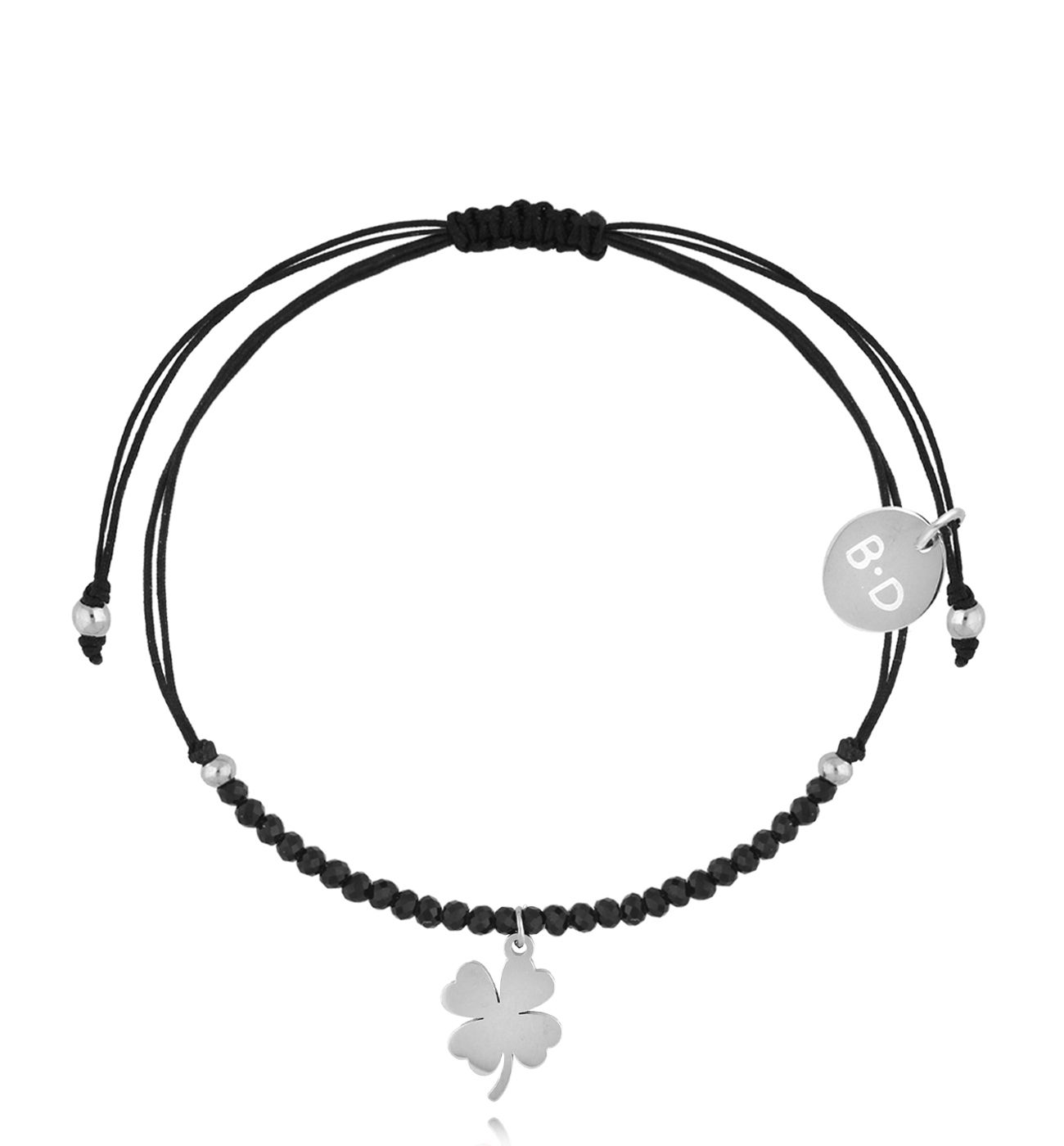 Bransoletka z turmalinami i srebrną koniczynką Feliz BMT0231 - By Dziubeka