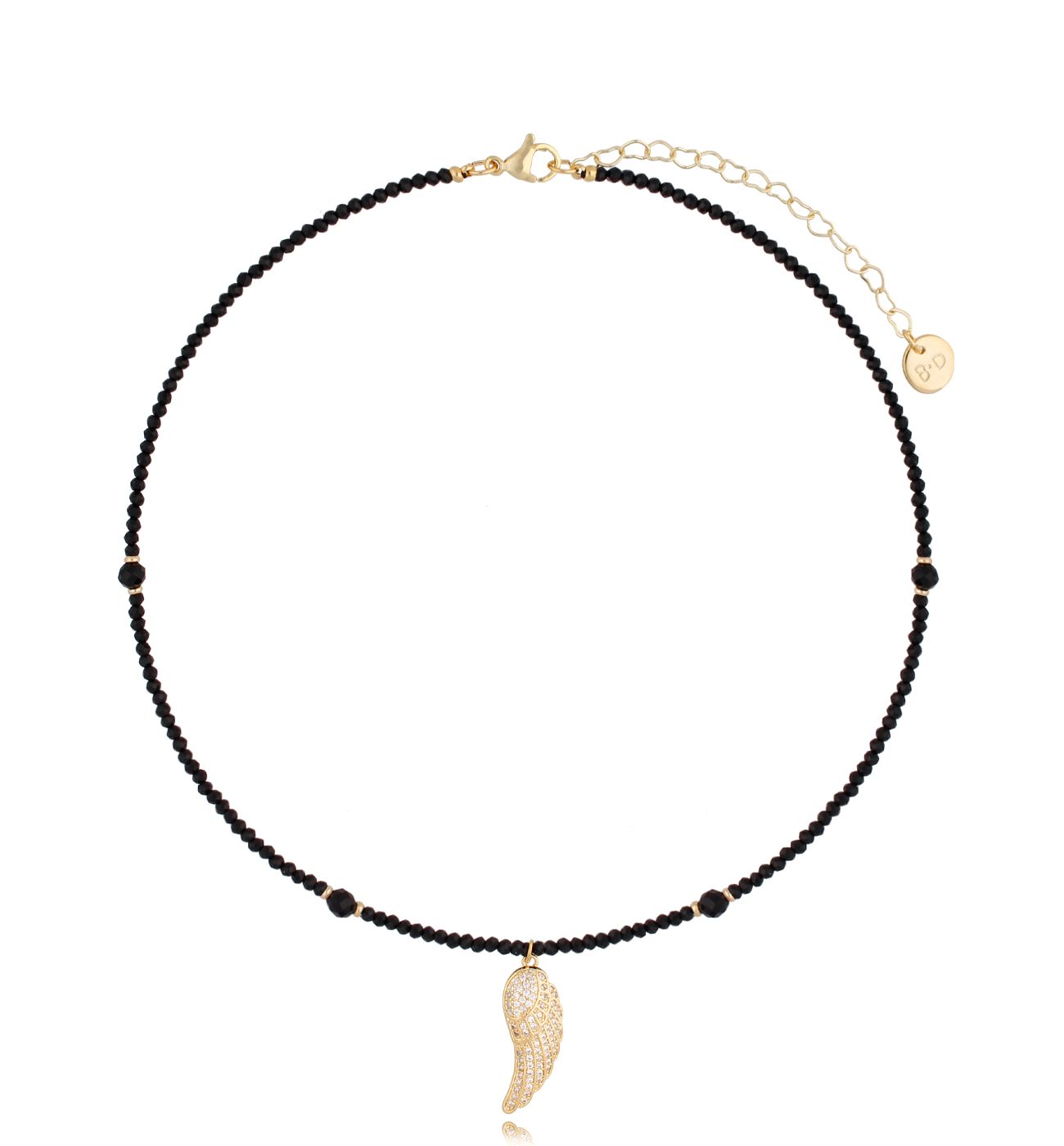 Naszyjnik czarny ze skrzydełkiem Angel Wings - By Dziubeka