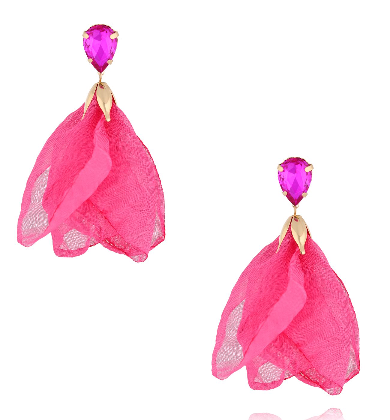 Kolczyki z fuksjową tkaniną KBL1918