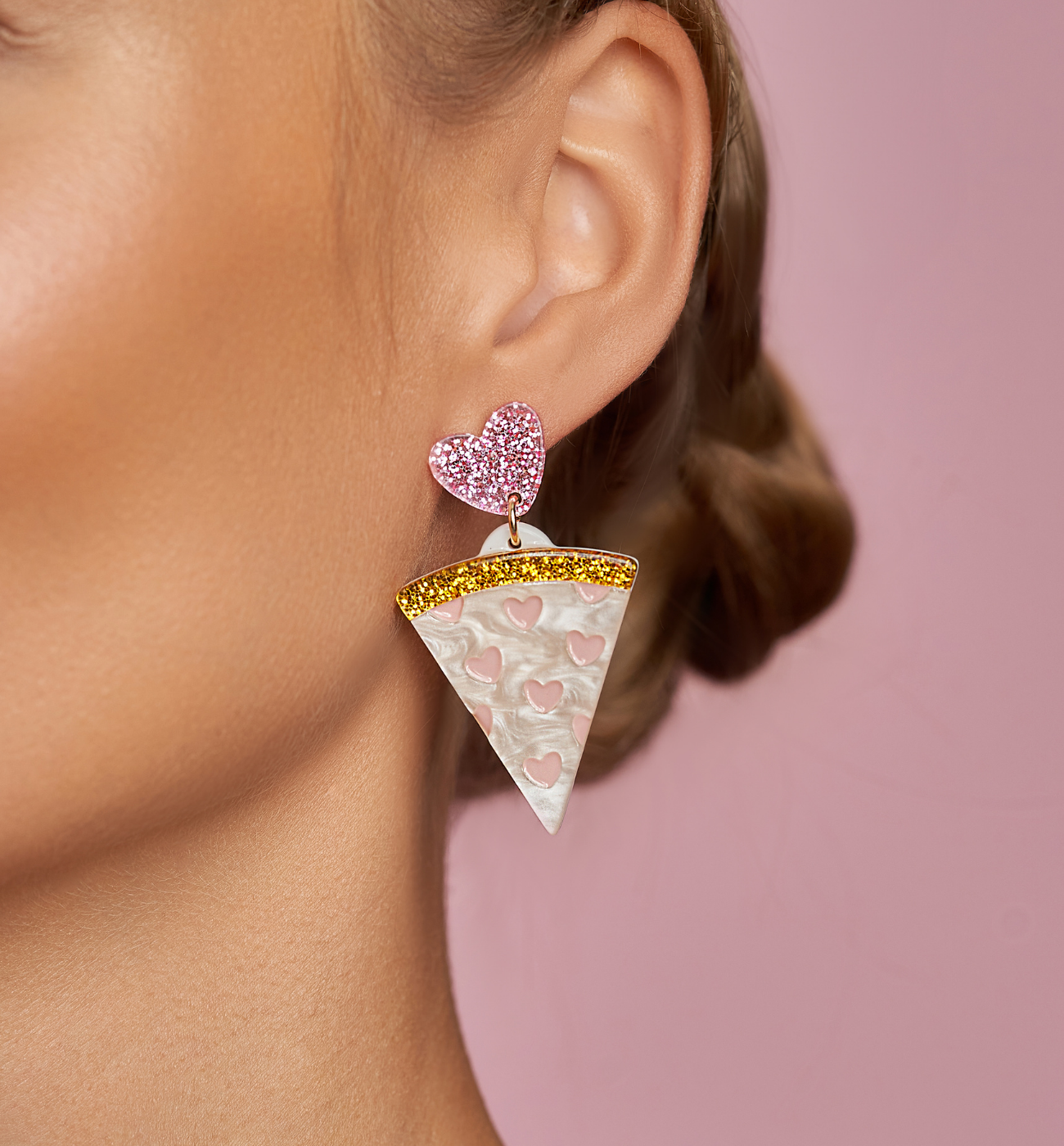 Kolczyki z pizzą i serduszkami Pizza Lover KZA0207