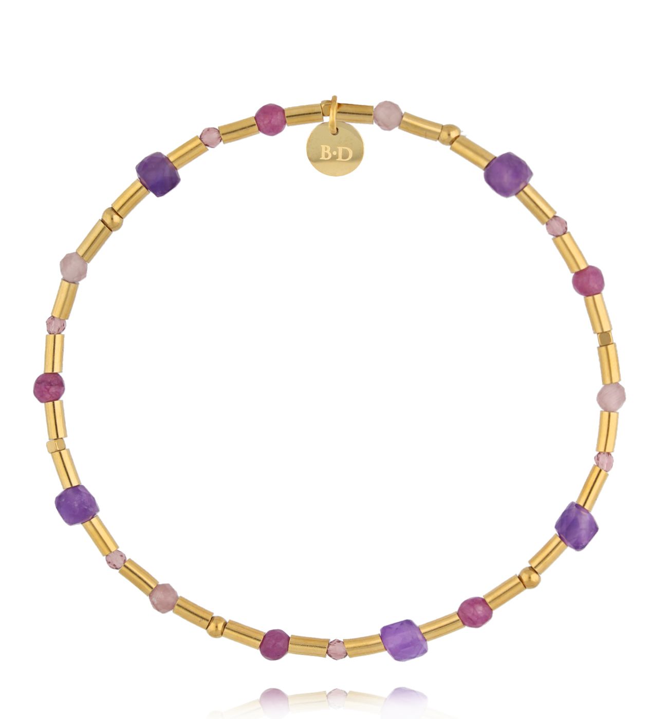 Bransoletka fioletowo złota - By Dziubeka