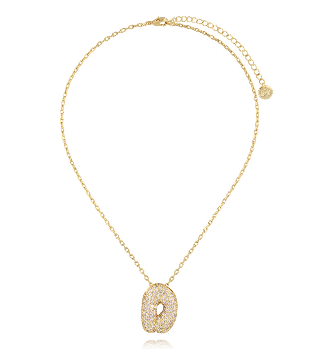 Naszyjnik złocony z literą D wysadzaną cyrkoniami - By Dziubeka