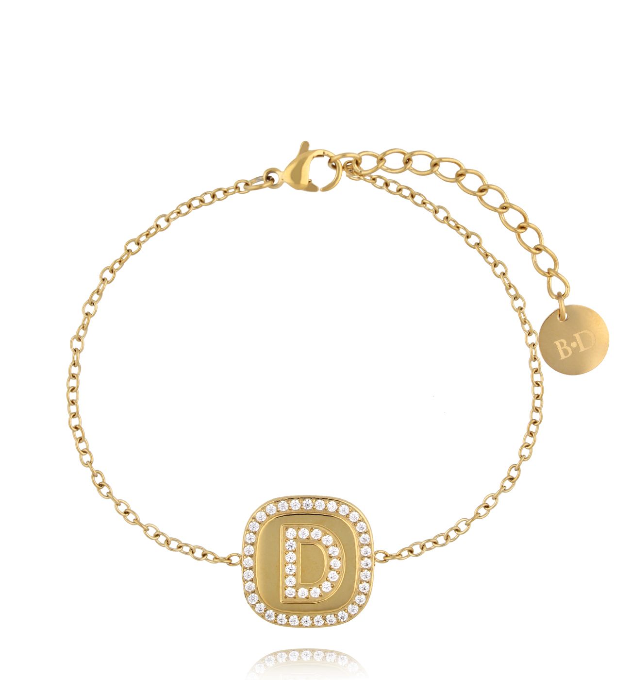 Bransoletka z literką D złota - By Dziubeka