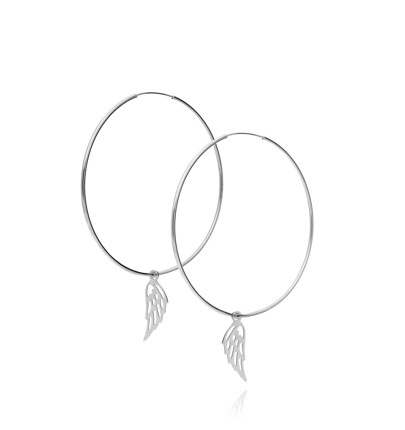 Kolczyki srebrne koła ze skrzydłami - By Dziubeka