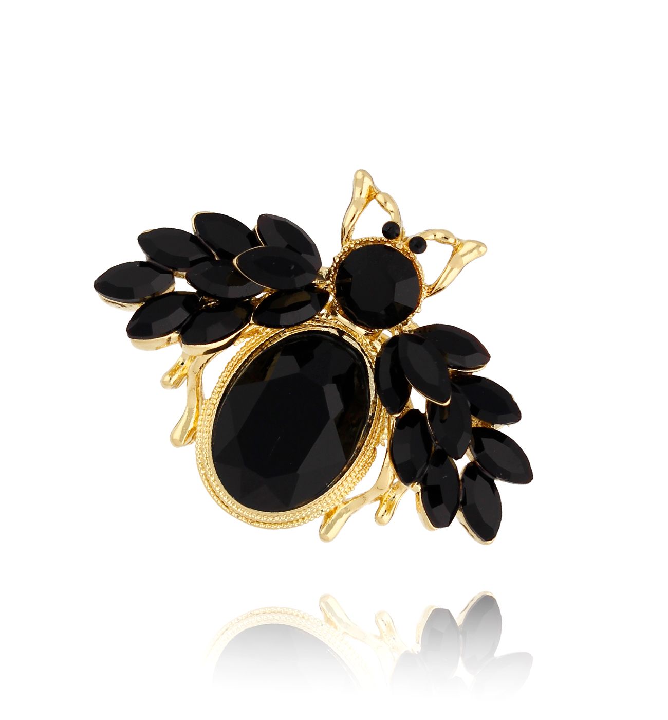 Broszka z czarnym kryształowy owadem Tempted - By Dziubeka