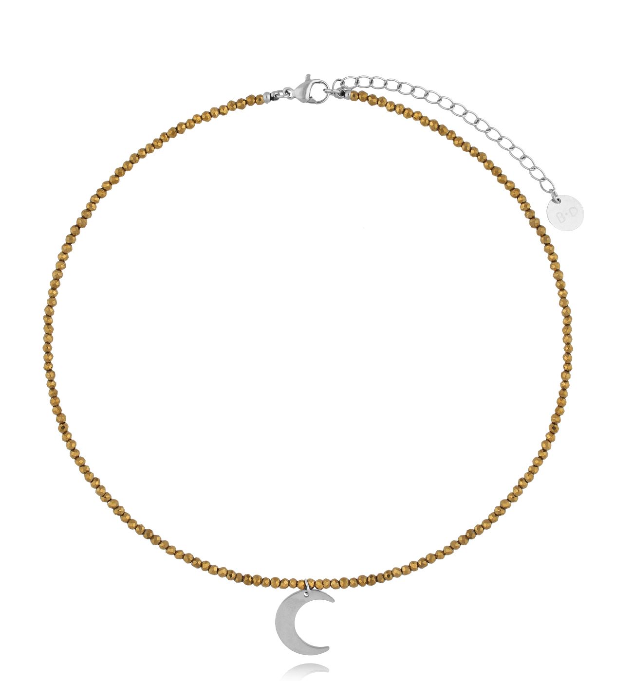 Naszyjnik z hematytami i srebrnym księżycem - By Dziubeka