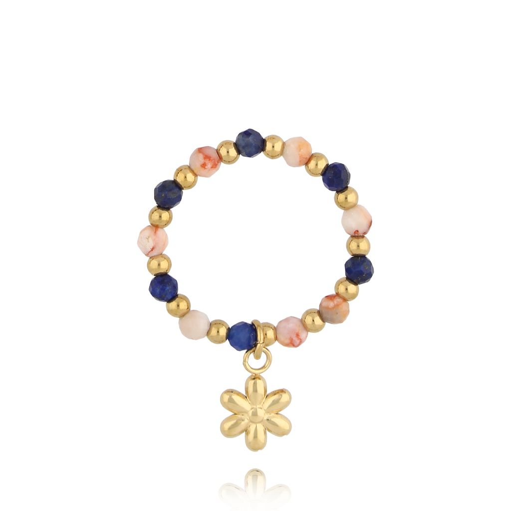 Pierścionek z kamieniami naturalnymi i kwiatuszkiem Latifa PSC0524 - By Dziubeka