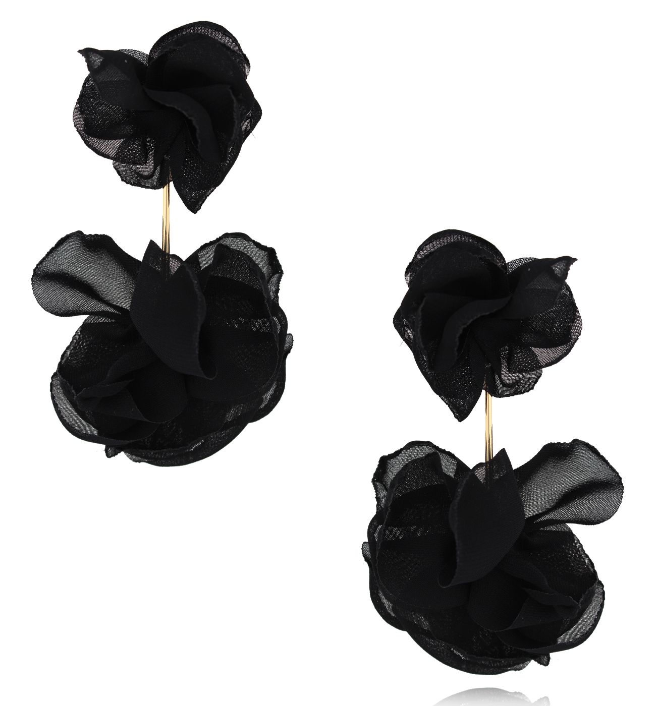 Kolczyki z czarną tkaniną - By Dziubeka