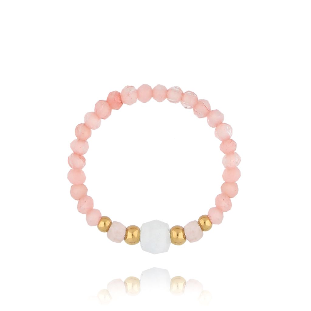 Pierścionek z kwarcami różowymi Celaya PSC0457 - By Dziubeka