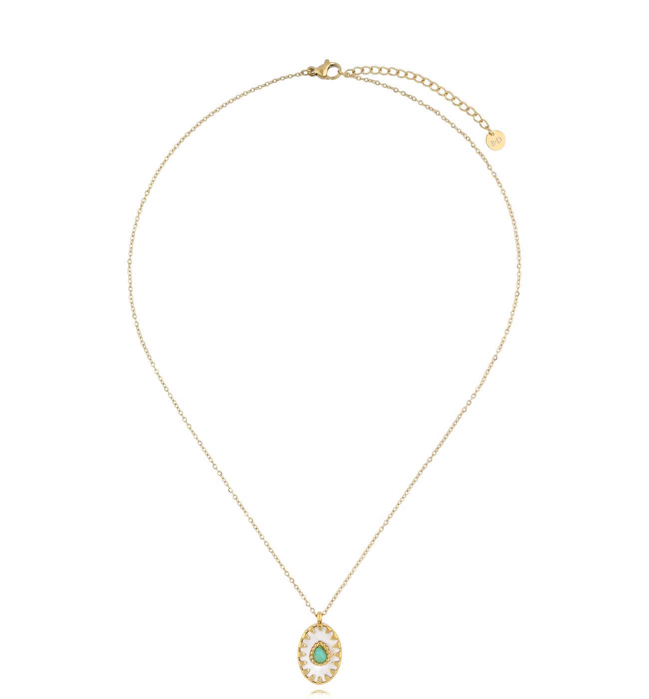 Naszyjnik z zawieszką z jadeitem i masą perłową NSY0289 - By Dziubeka