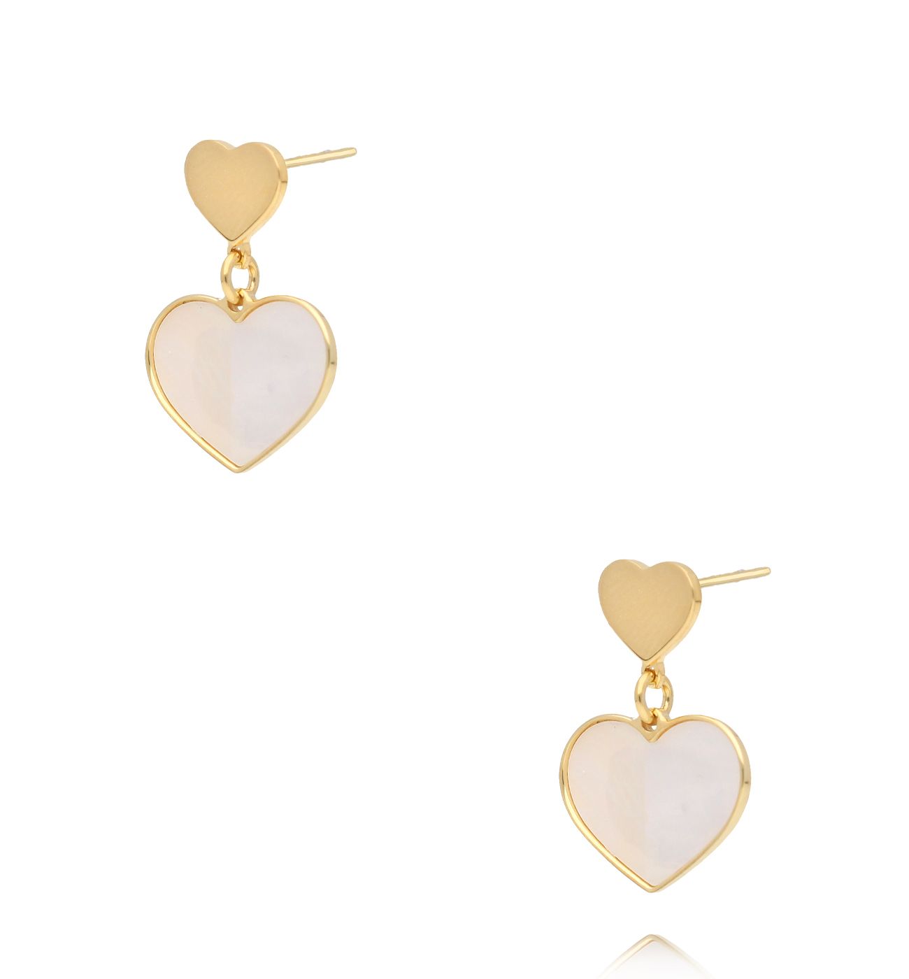 Kolczyki z masą perłową serca złote KGG0002 - By Dziubeka