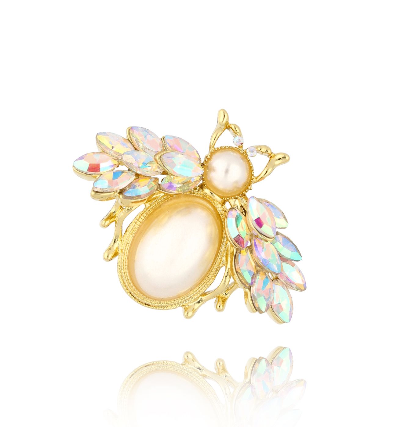 Broszka z perłowo kryształowym owadem Tempted - By Dziubeka