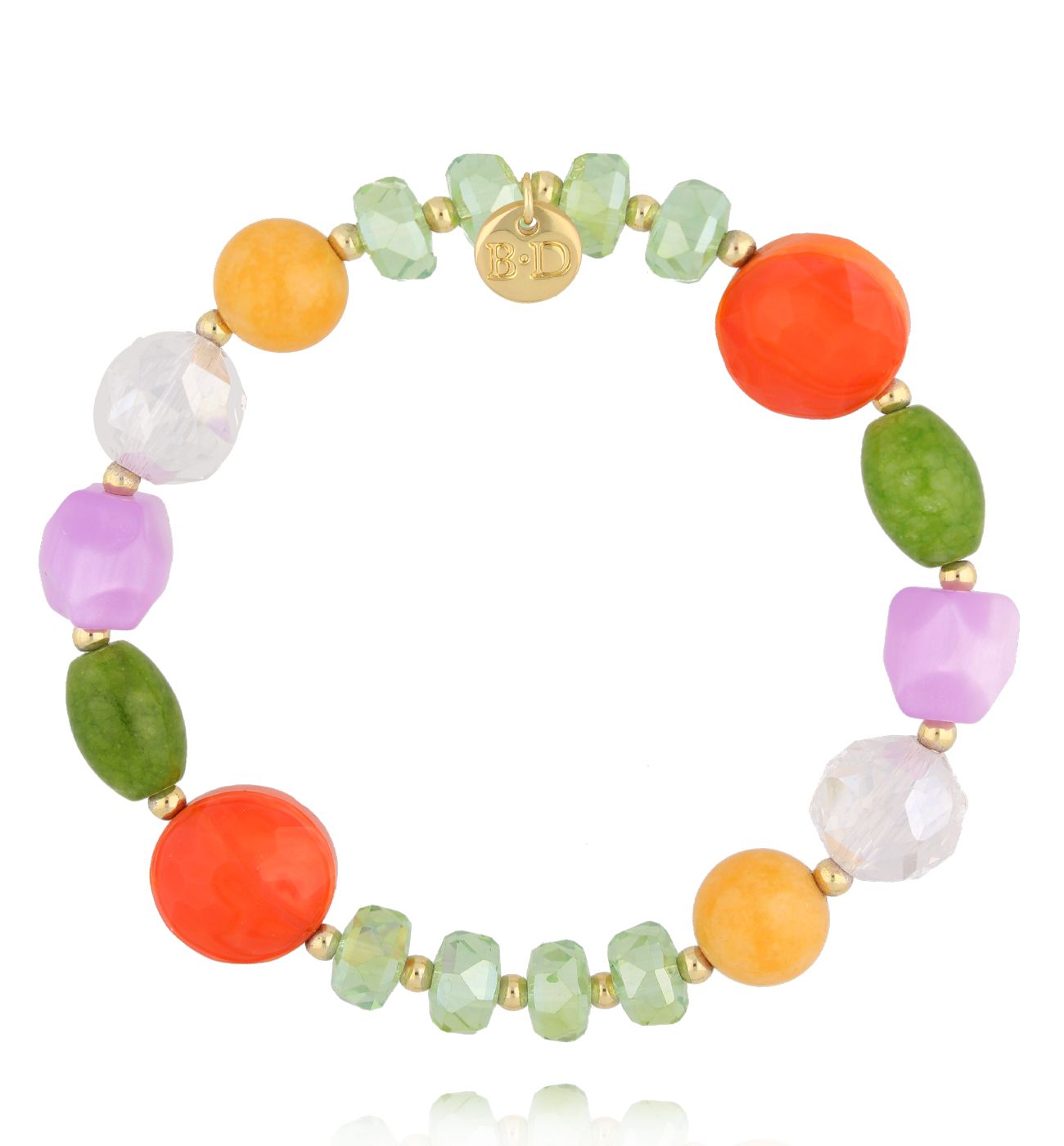 Bransoletka z barwionym jadeitem, akrylem i szkłem - By Dziubeka