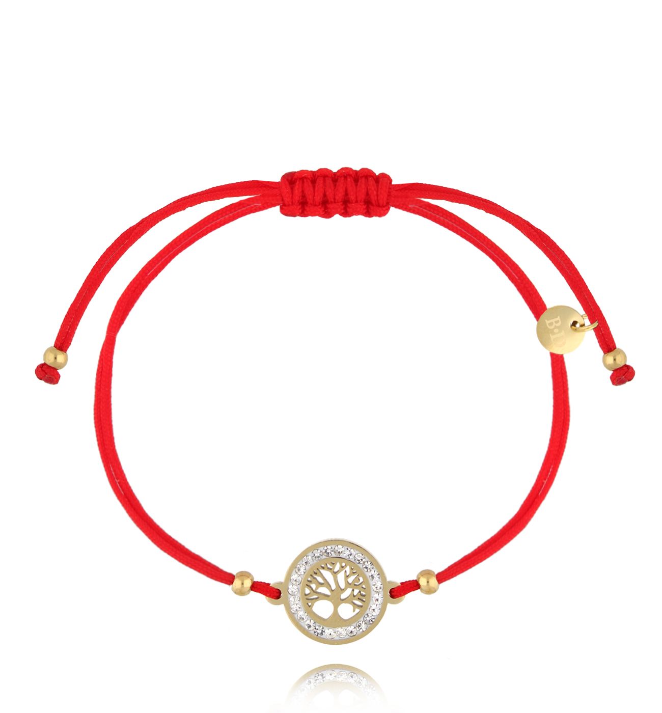 Bransoletka czerwona ze złotym drzewkiem Grasse BGL0992 - By Dziubeka