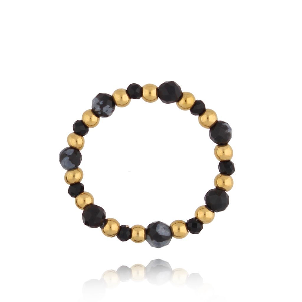 Pierścionek elastyczny z kamieniami naturalnymi Sea Foam PSC0472 - By Dziubeka