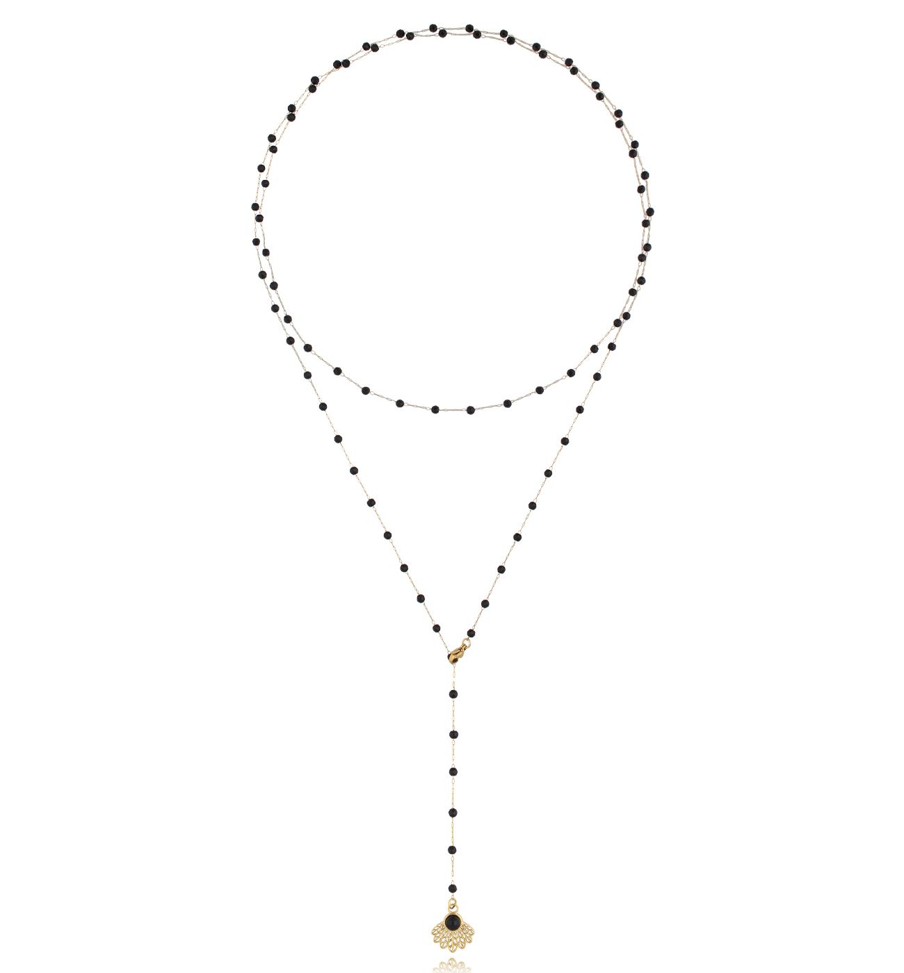 Naszyjnik z kryształkami czarny z zawieszką Cristalli - By Dziubeka