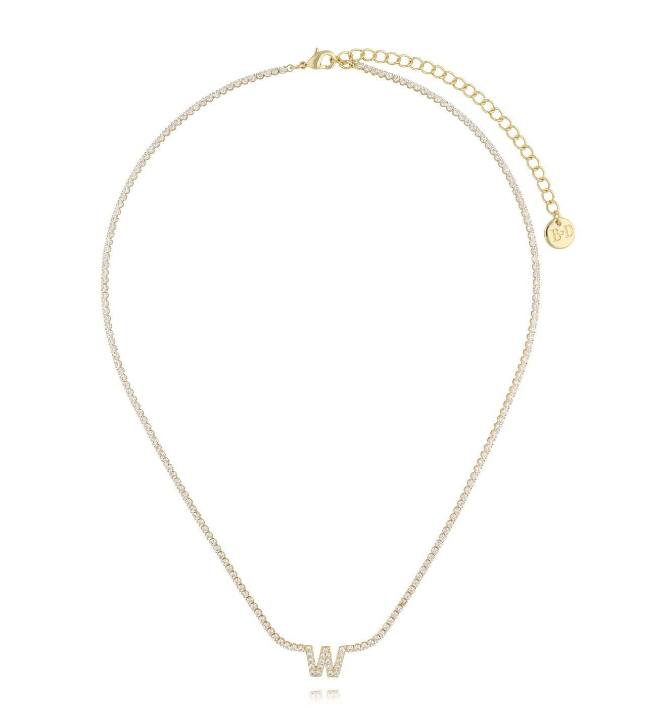 Naszyjnik typu tennis z literką W złoty NS0390