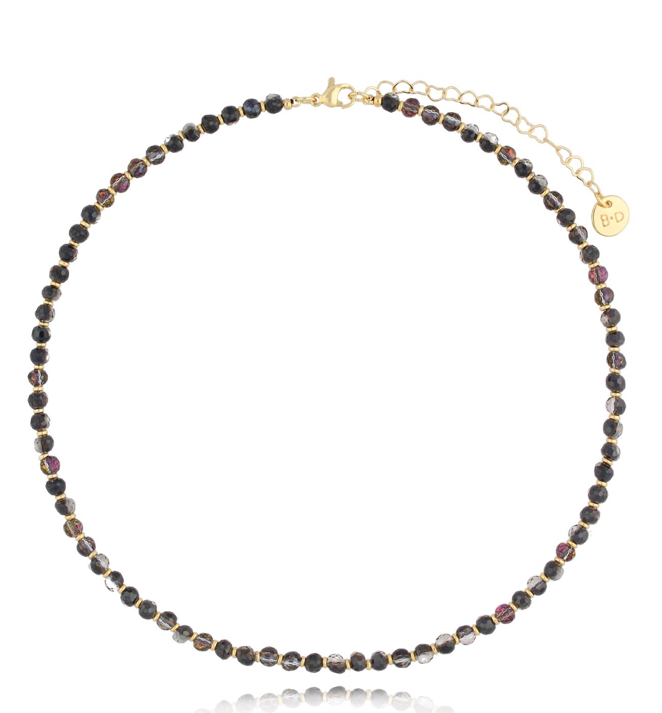 Naszyjnik z ciemnymi kryształkami Baby Pink NTW1140