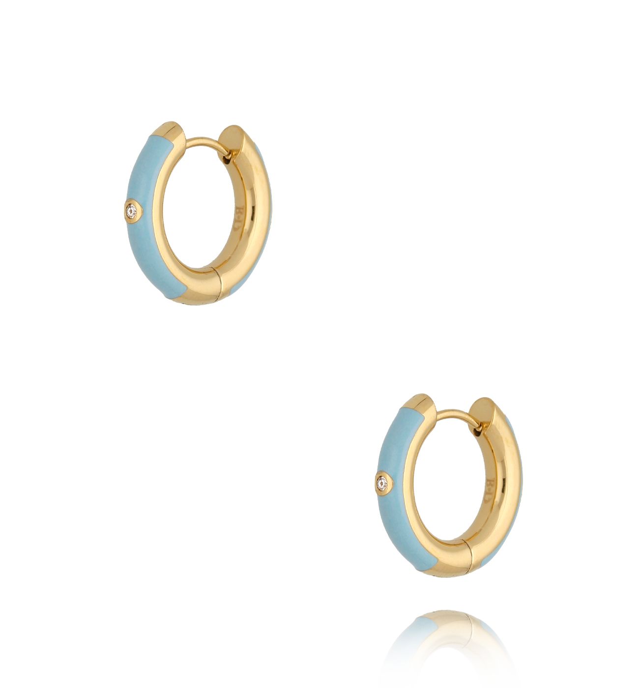 Kolczyki złote okrągłe z błękitną emalią Cannes KSA0819