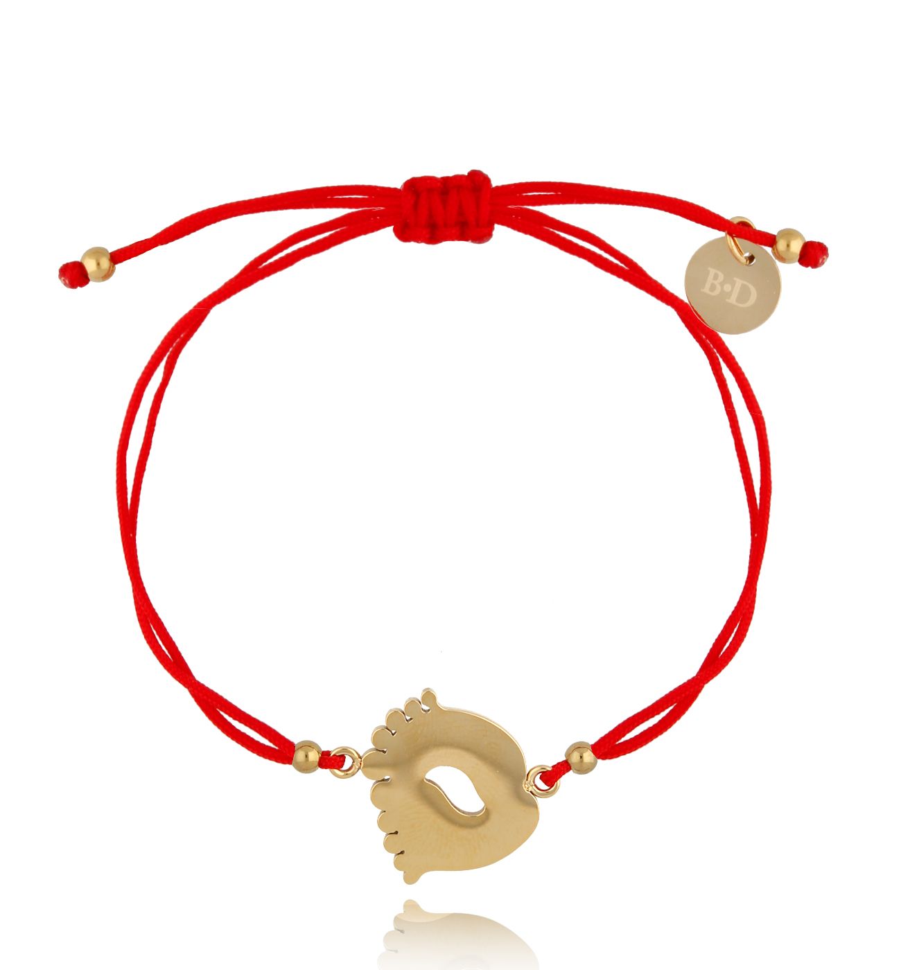 Bransoletka złoto-czerwona ze stopami Funny BGL0513