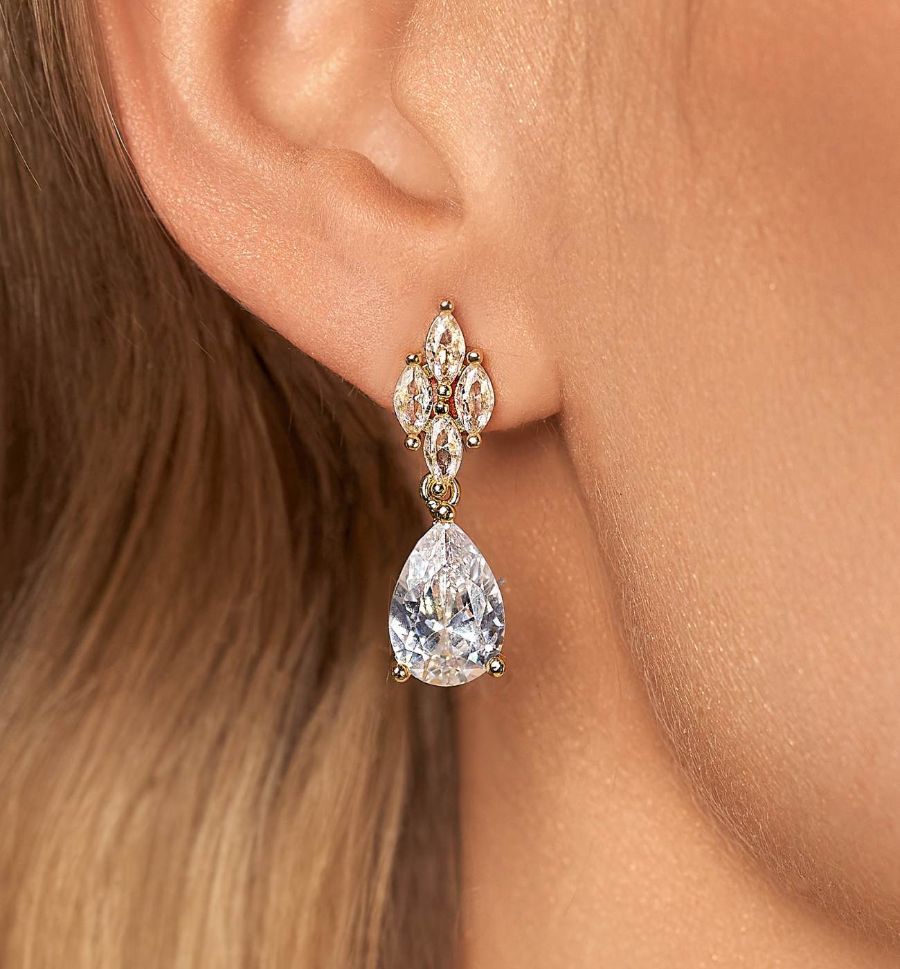 Kolczyki złote z kryształkami Allen - By Dziubeka