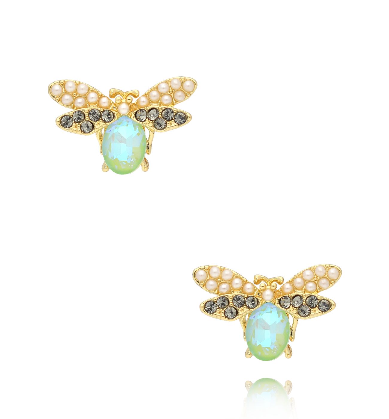 Kolczyki z owadami zielone Maya 5 - By Dziubeka