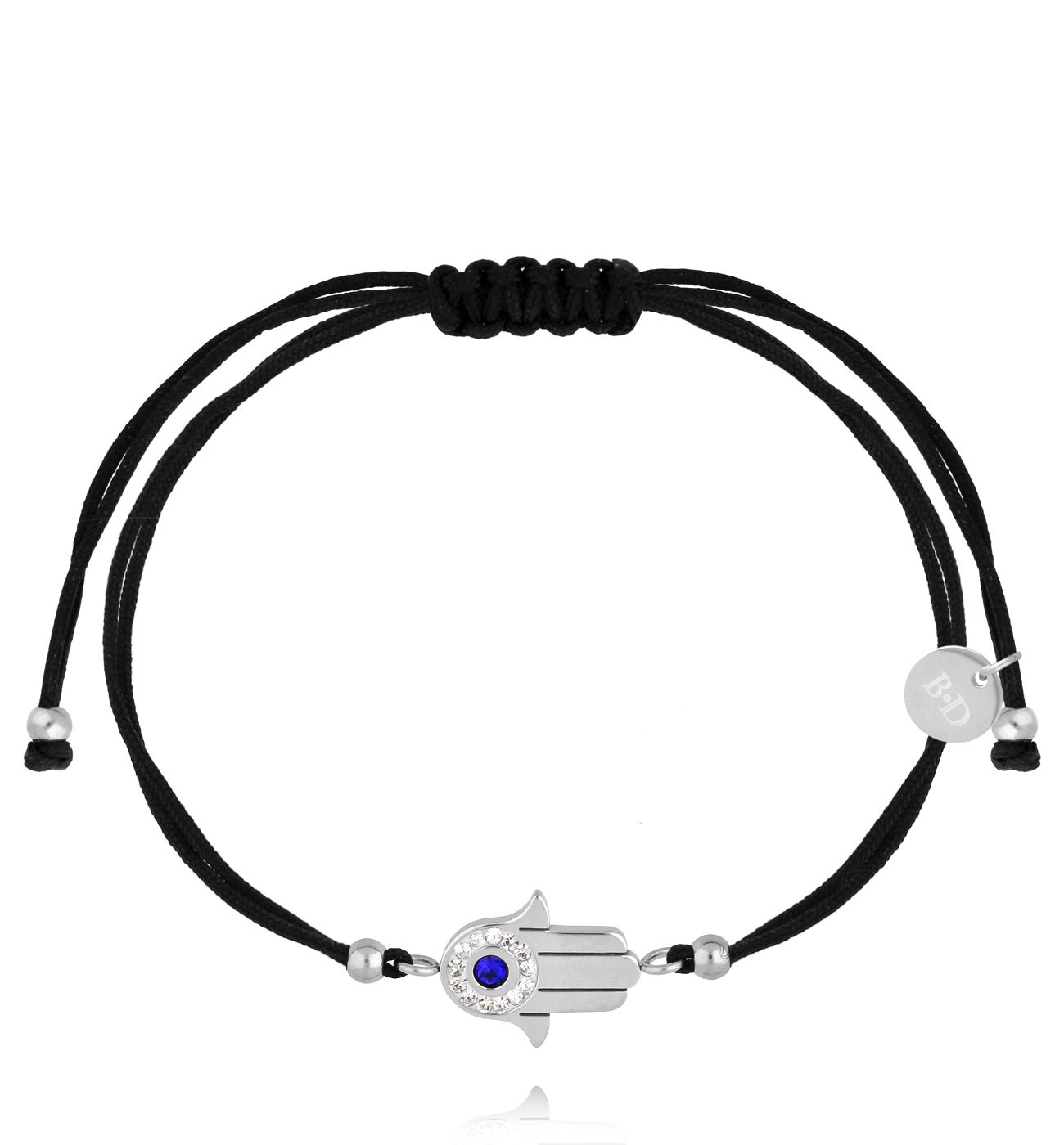 Bransoletka z czarnym sznurkiem i ręką Fatimy BGL1068 - By Dziubeka