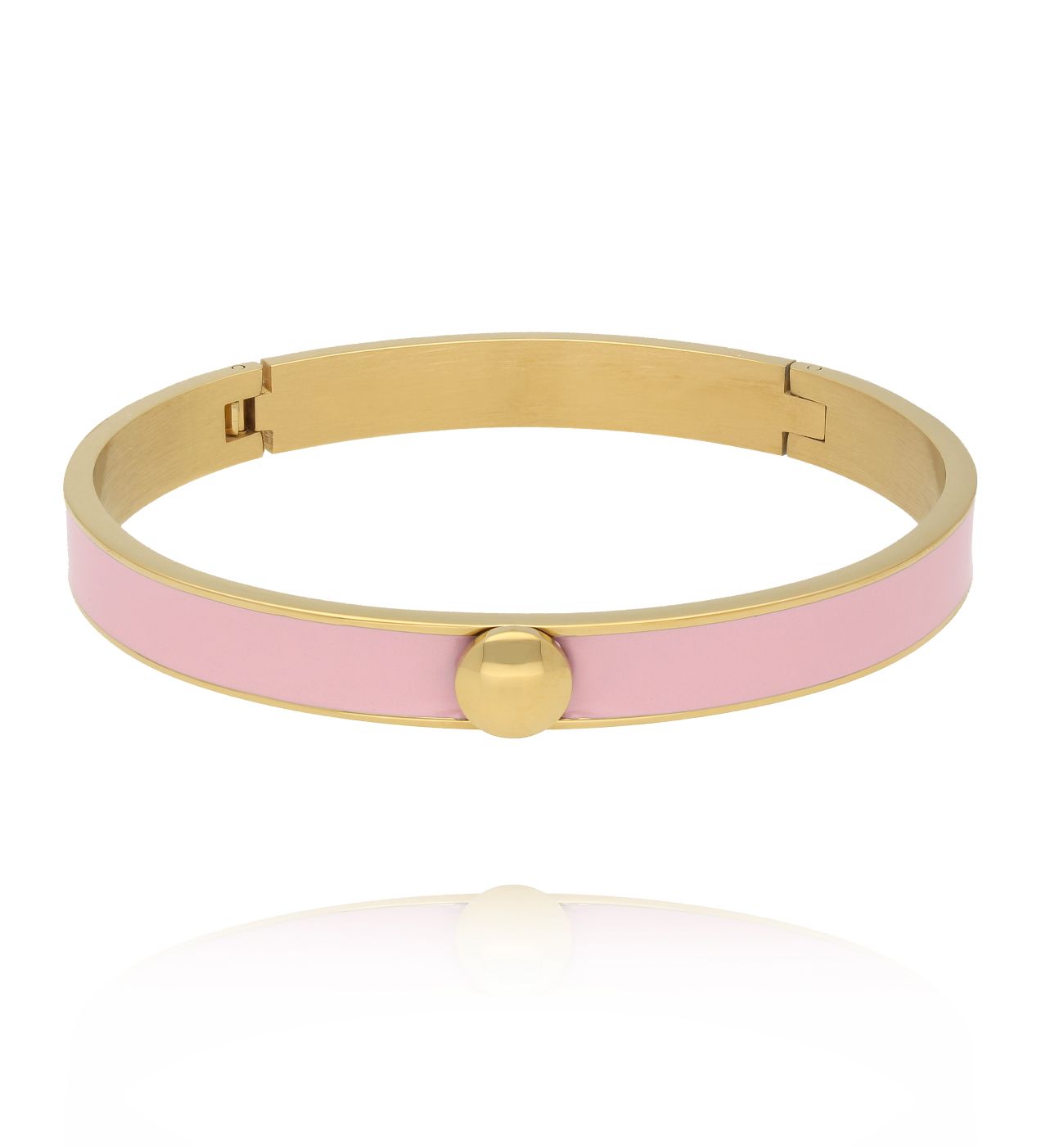 Bransoletka obręcz różowa emaliowana - By Dziubeka