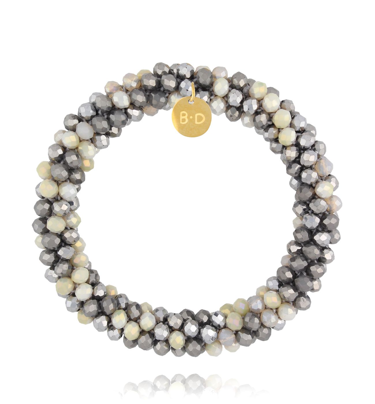 Bransoletka z kryształkami szara Luminous BWE0039 - By Dziubeka