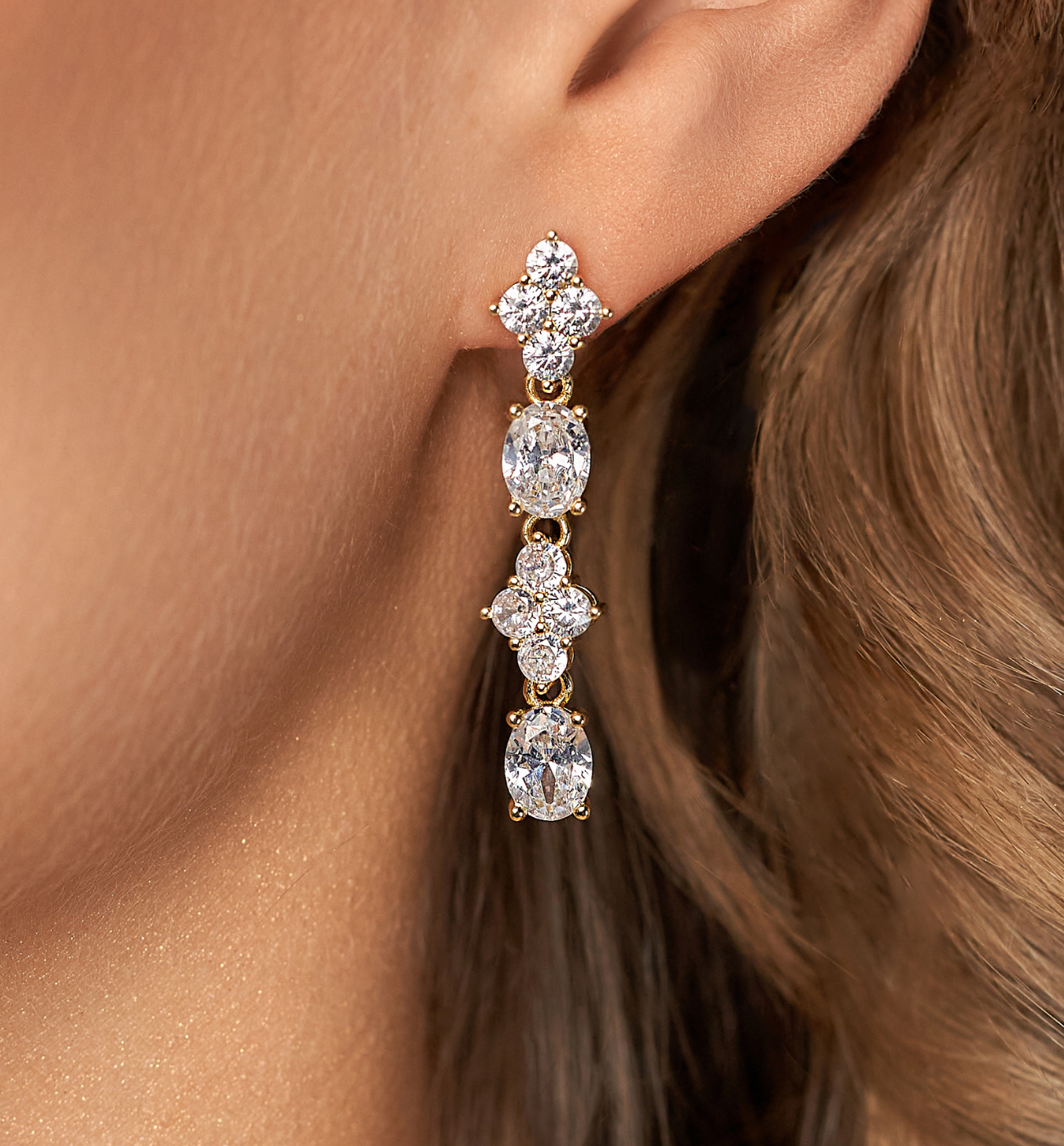 Kolczyki złote z kryształkami Alderetes - By Dziubeka