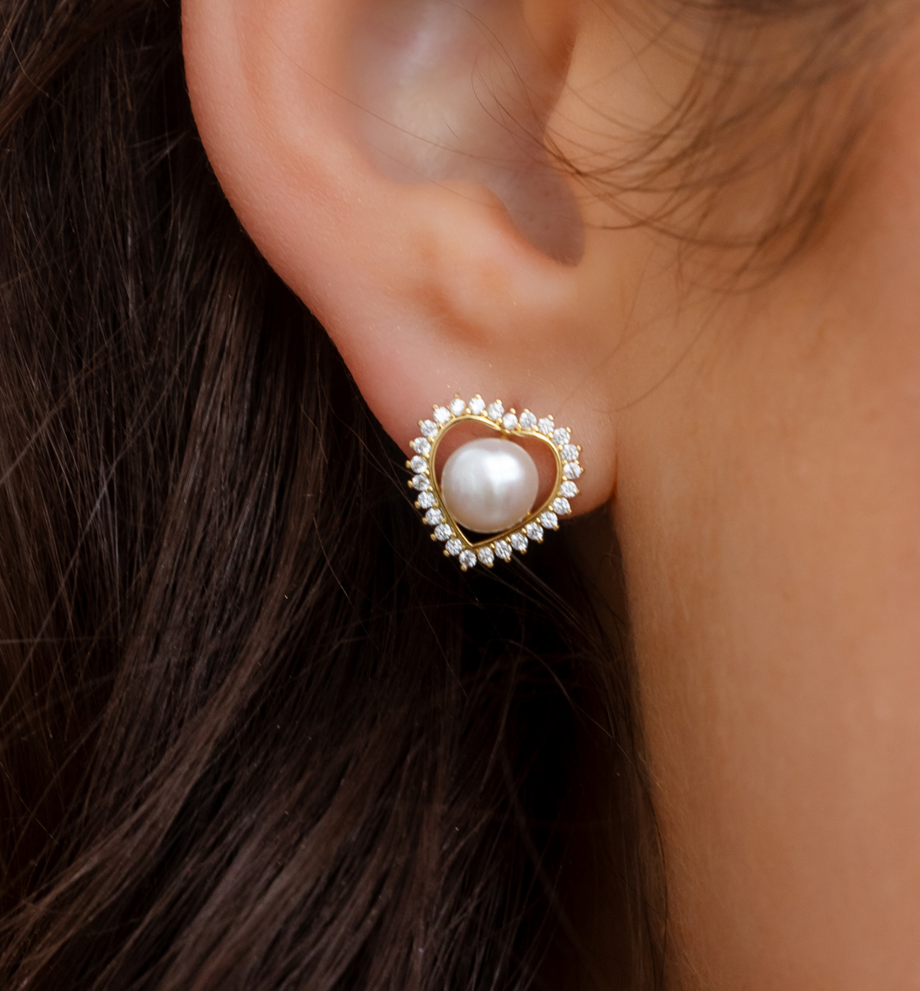 Kolczyki serca z perełkami - By Dziubeka