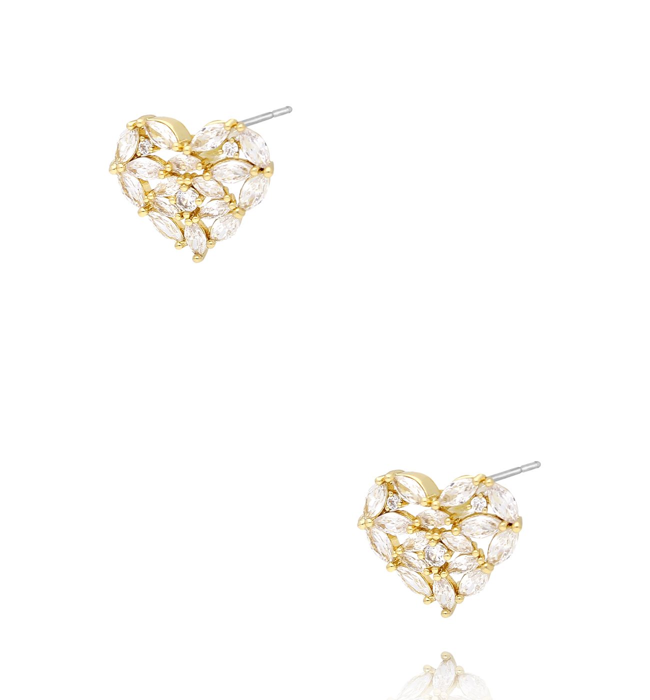 Kolczyki złote serca z kryształkami KLU0038