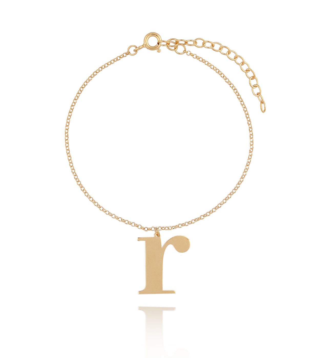 Bransoletka srebrna pozłacana z literką R - By Dziubeka